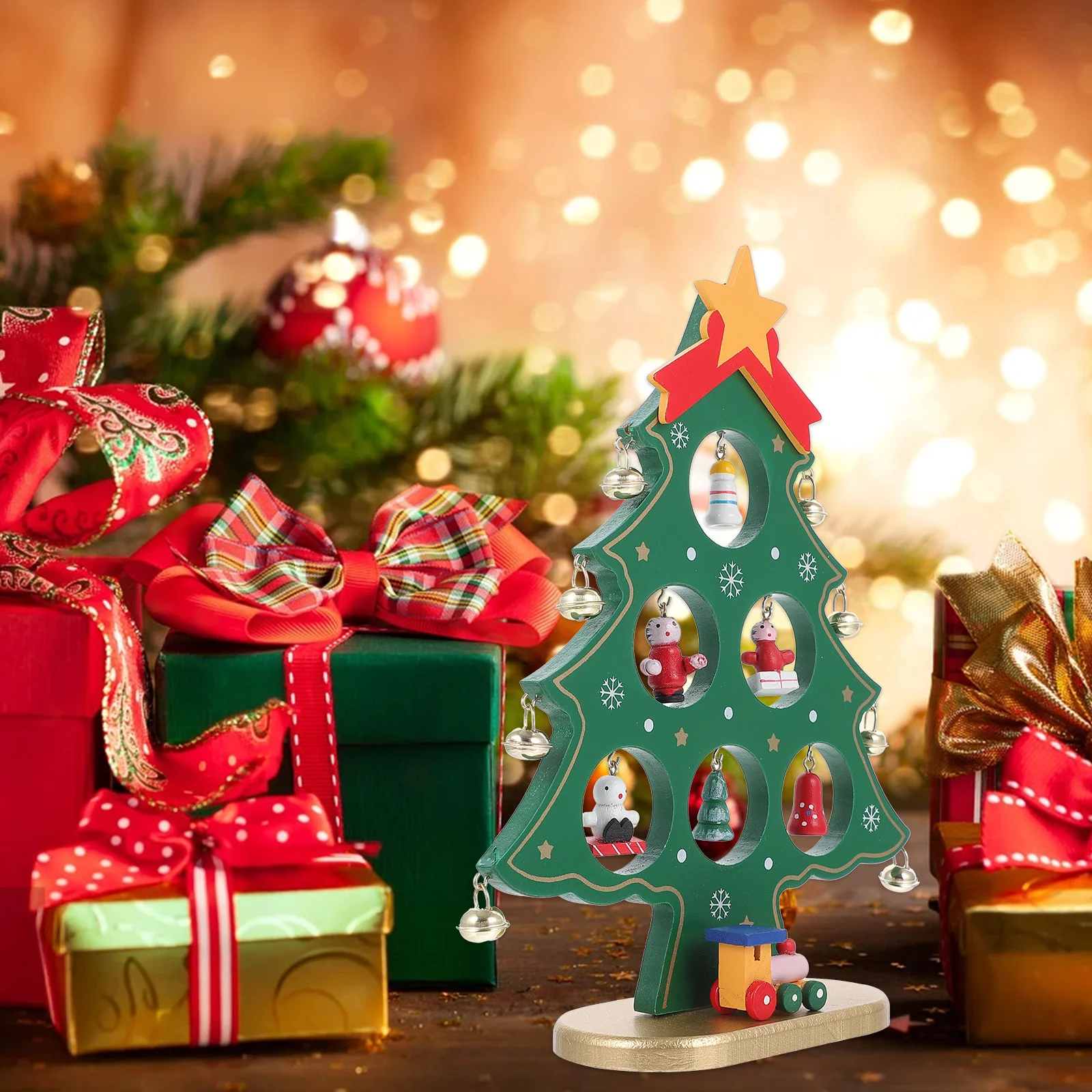 

1Pcs Mini Wooden Xmas Tree Decor Christmas Home Desktop Ornament Decorative Party Supplies Tabletop Scene Decoration