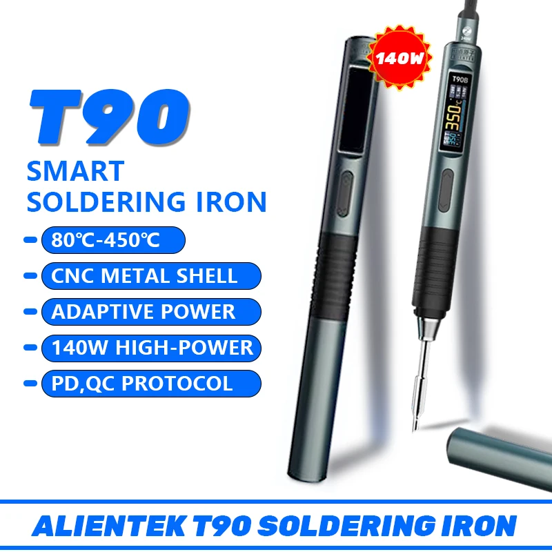 ALIENTEK T90 Soldering Iron Electric 140W Adjustable Digital Display Automatic Sleep BGA Precision Soldering Iron Repair Tool