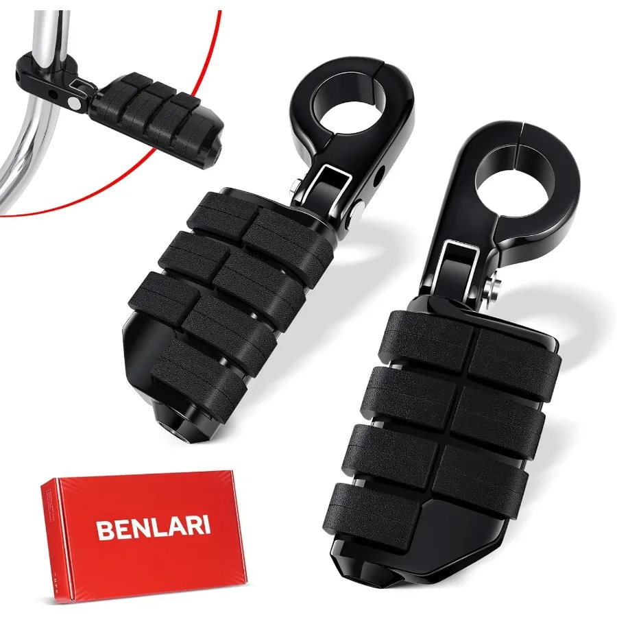 

Highway Pegs PClamp A3 Steel Motorcycle Foot Pegs for 1.25'' Crash Bars with Foot Pedal Bracket Clamp Durable Black Finish Comp