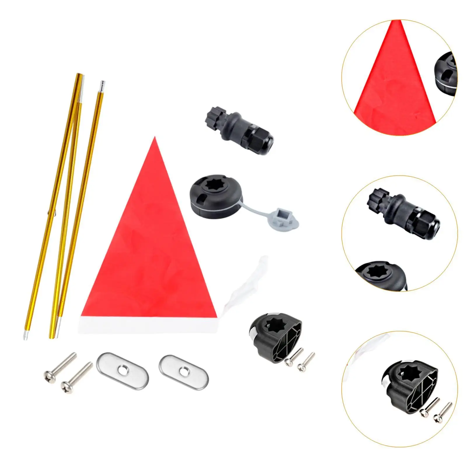 Kit de base de poste de liga de alumínio dobrável com bandeira segura para canoa de alta visibilidade para barco à prova d'água de caiaque