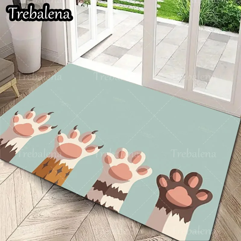1 قطعة ترحيب سجادة باب لطيف الحيوان باو طباعة ممسحة لديكور مدخل المنزل