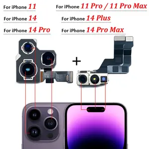 Bilashmart BackShell Tested iPhone 11 14 Pro Max Back Rear Camera Module Flex + Front Facing Camera Replacement IPhone 14 Plus