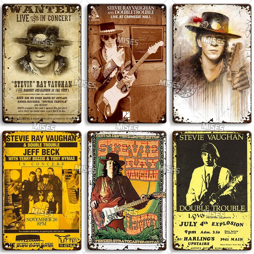 MISES SRV ملصق ستيفي راي فوغان معدن القصدير تسجيل البلوز لوحة معدنية لوحة الزخرفية رجل الكهف مقهى مقهى جدار علامة معدنية ملصق