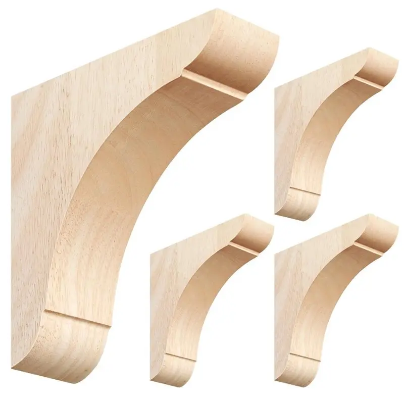 ABWR-Unfinished Paintable For Shelves And Countertop Brackets-4 Pcs Wood Corbel Support Frames