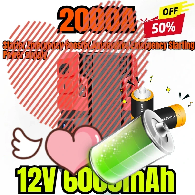 

Powerful 12V Car jump Starter 6000mAh Automotive Battery Starter .Emergency Booster.Automotive Emergency Starting Power supply