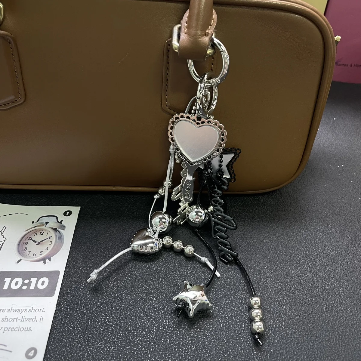 

Зеркало для макияжа, нейлоновая веревка, круглые бусины, креативный автомобильный брелок, сумка, подвеска, рюкзак, чехол для телефона, подвесная цепочка