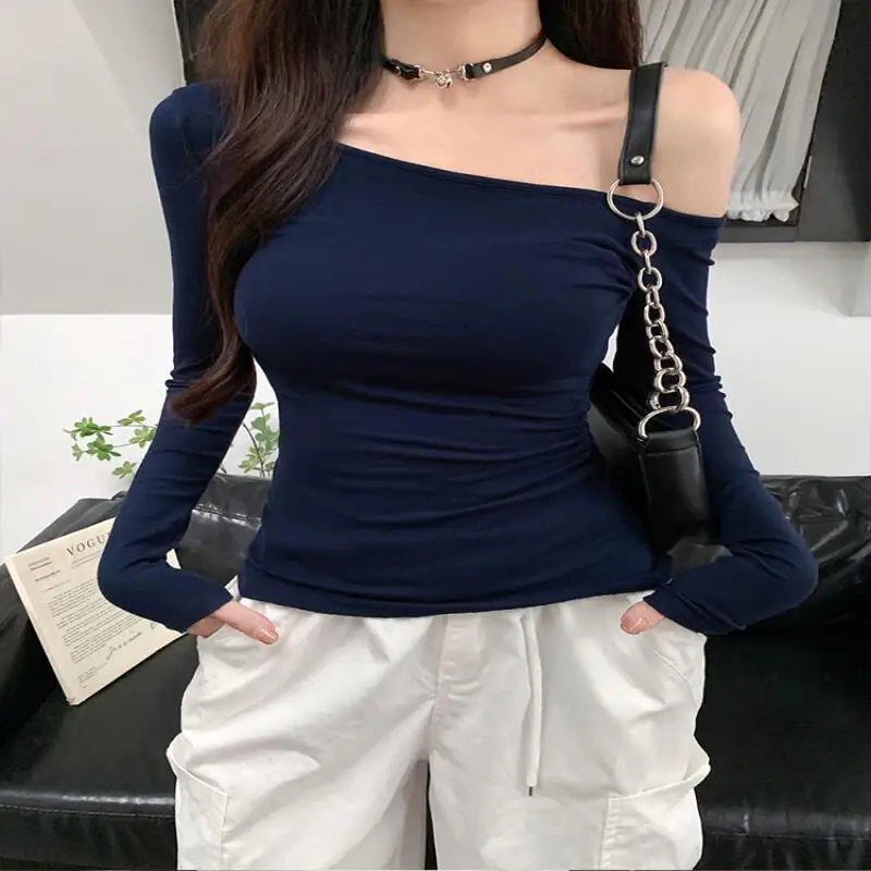 

Женская одежда: Пуловер с открытыми плечами, длинный рукав, топы, новинка, хлопок, модный, для девушек, ранняя осень, облегающий, стройнящий, уникальный