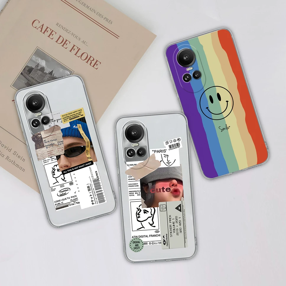 Etui na telefon Oppo Reno10 10 Pro 5G Pretty Flowers Clear Soft Silicone TPU Back Cover Capa For Oppo Reno 10 10Pro Fundas Coque