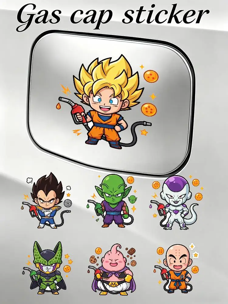 

DRAGON BALL Super Saiyan Goku Vegeta Cute & Funny Car Gas Cap Sticker Waterproof Fuel Tank Decor Decal