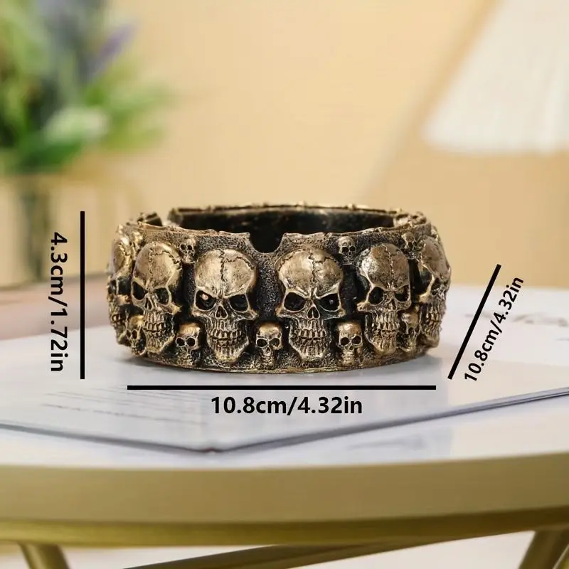 Creative Skull Ashtray Retro Coarse Pottery Relief Dark Punk Art Ashtray Desk Ornament Home Decoration Halloween Gifts