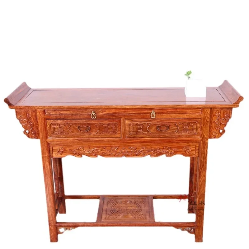 

Mahogany bridge platform hedgehog red sandalwood Ming and Qing Dynasty antique furniture case table all solid wood table Buddha
