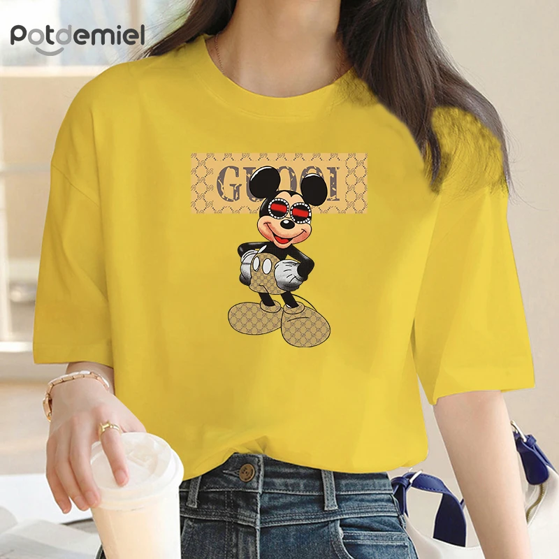 Large Size T-shirt Autumn and Winter Women\'s Short Sleeve Classic Cartoon Anime T-shirt Plus Size Cotton Top Stylish Casual Wear