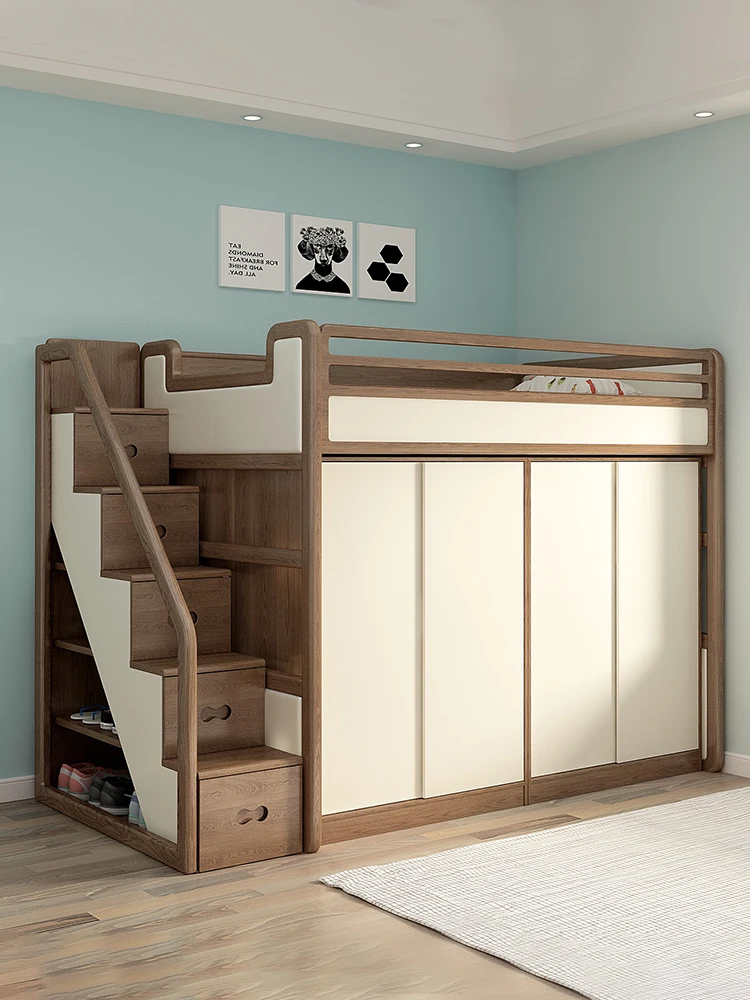 Youmanju bed, wardrobe, bed, integrated cloakroom, solid wood