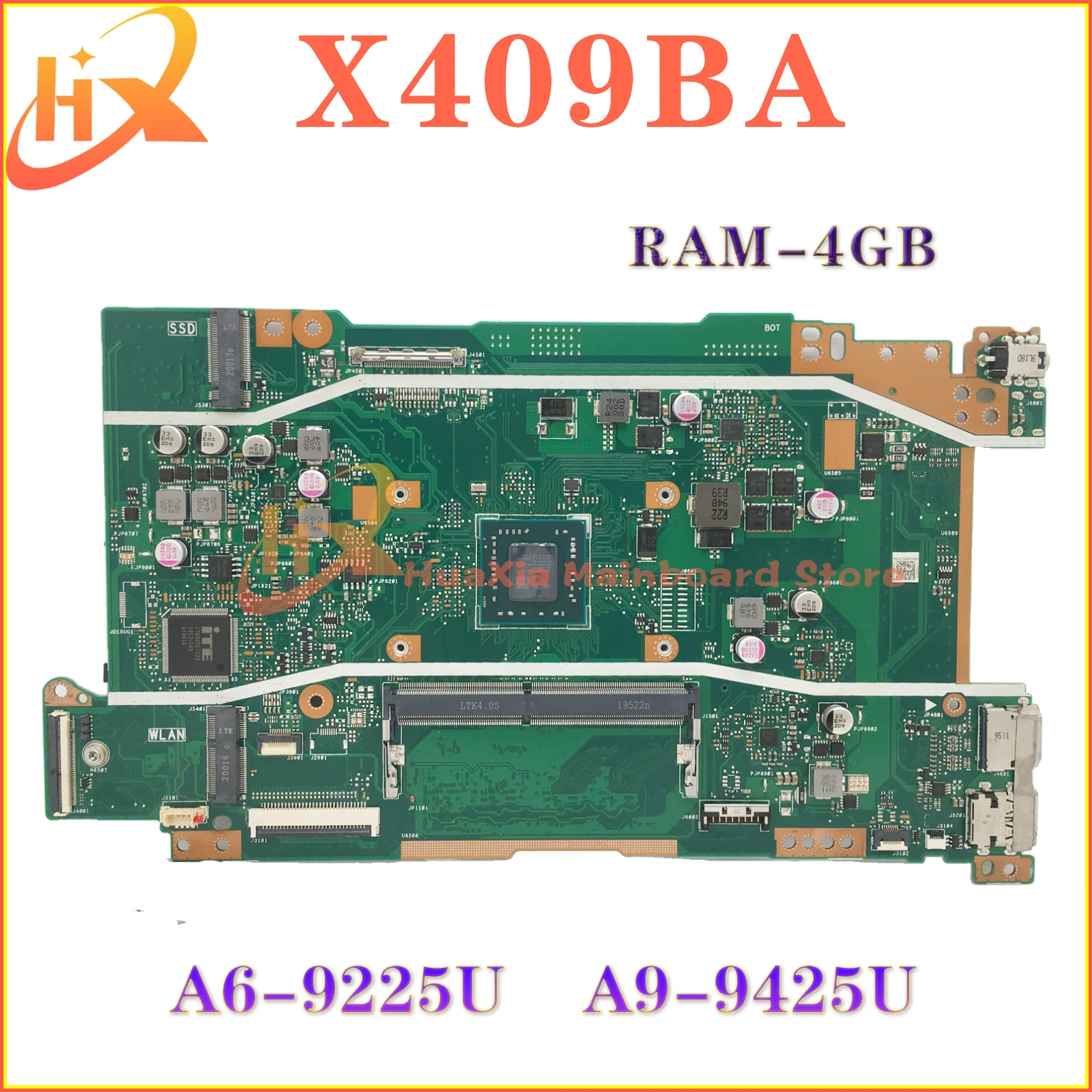 

X409BA Laptop Motherboard For ASUS VivoBook X409BA M409BA X509BA Mainboard With A6-9225U A9-9425U CPU 4GB-RAM 100% Working