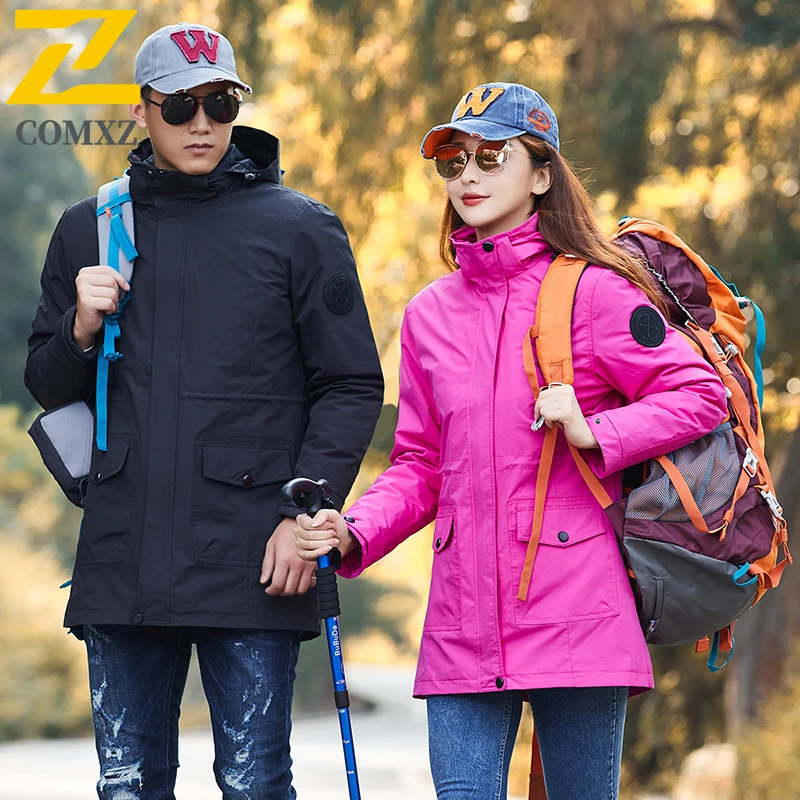 

EiAO Men's Long Winter Jacket Waterproof Windproof with Detachable Hood & Down Liner for Hiking Skiing Travel - 2-Piece Set