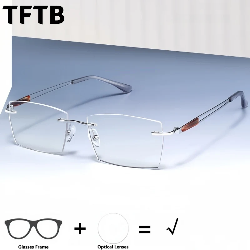 Lunettes optiques sans monture pour hommes TFTB, ultra légères, flexibles, pour myopie, hypermétropie, lunettes multifocales progressives