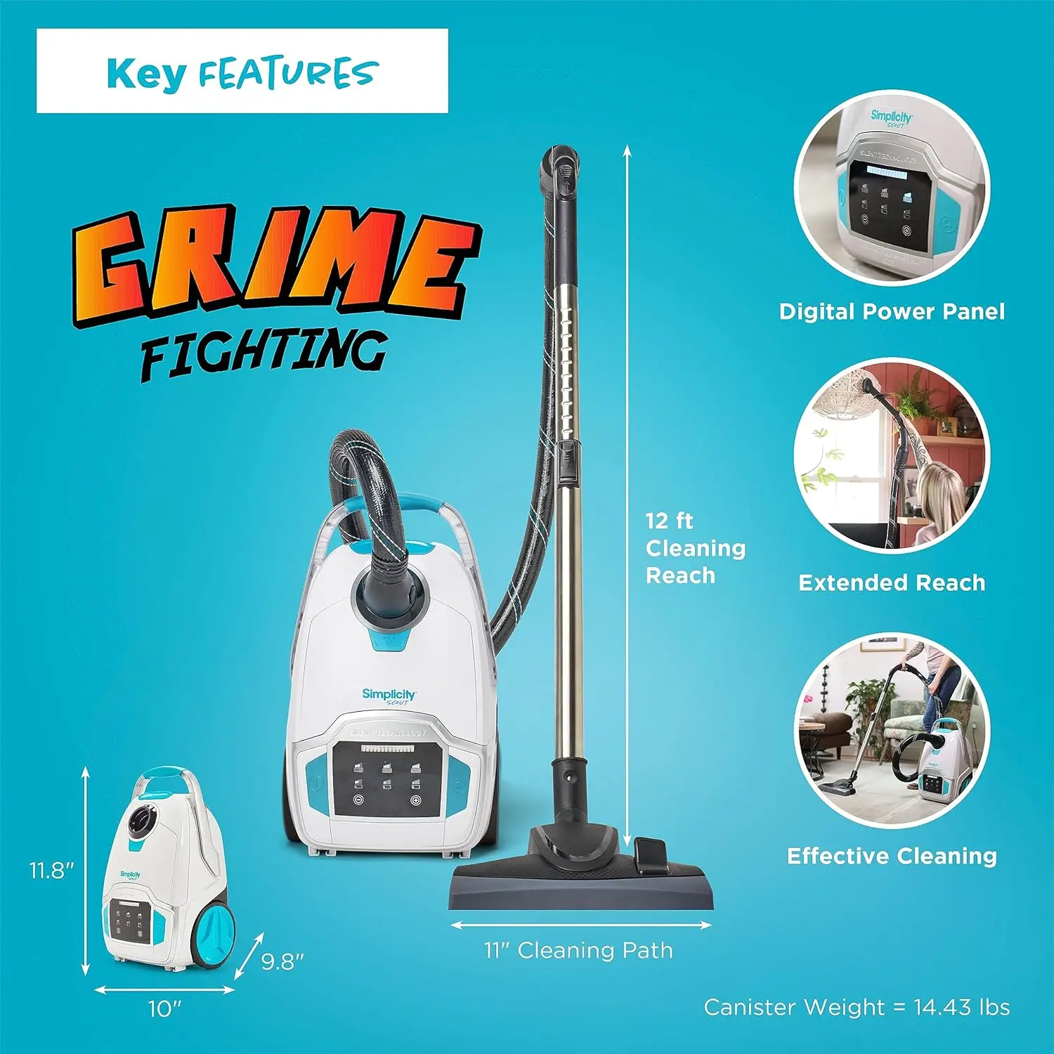 مكنسة كهربائية ذات علبة كشفية بسيطة، سجادة مدمجة ومكنسة أرضية خشبية، ميزة مكانس كهربائية منزلية قابلة للتمديد #5