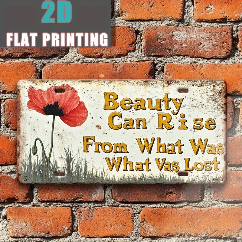 2D flat printing1pc vintage aluminum license plate with daisy inspirational quotes,gift for survivors, gift for healers