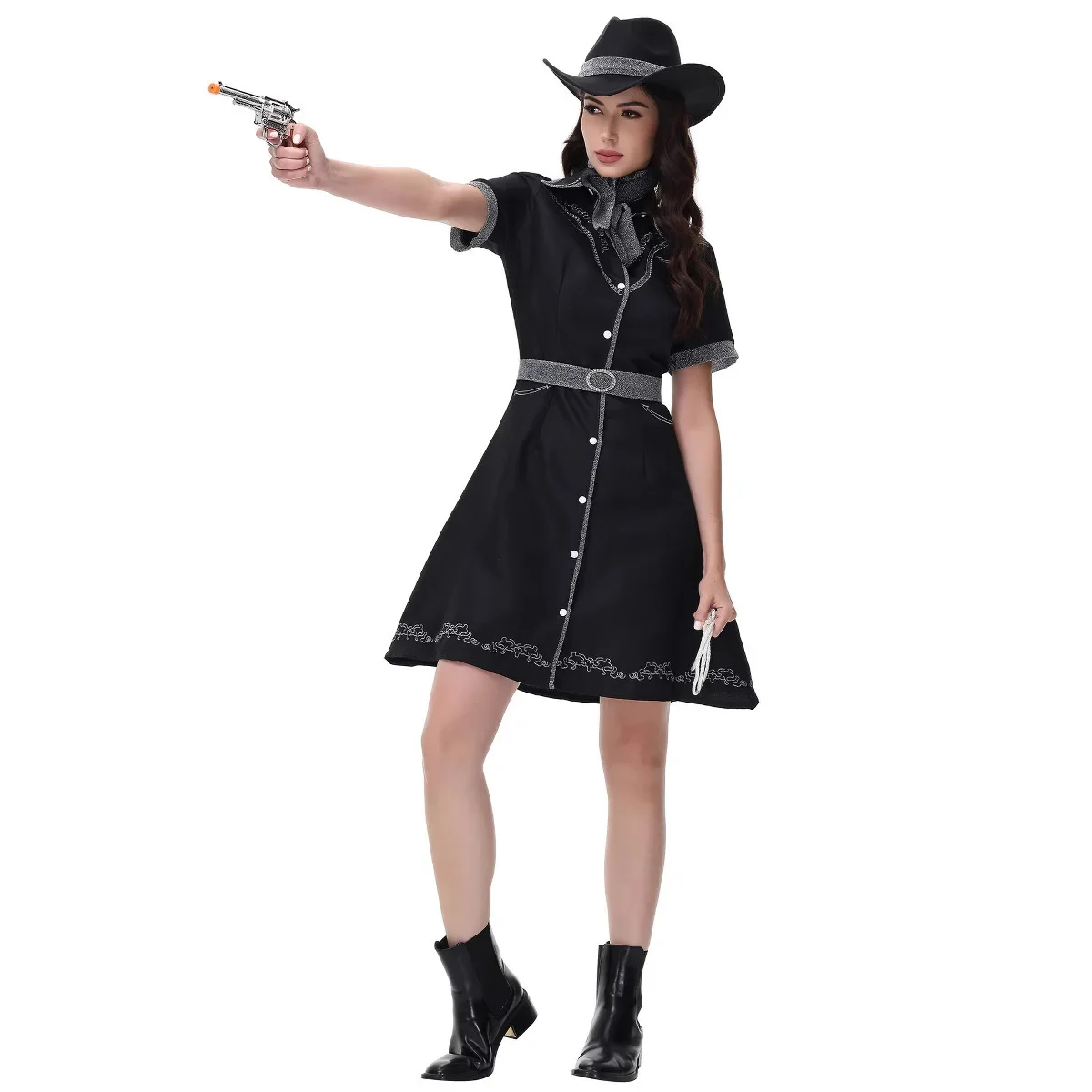 Sexy Singer Disco Western Cowboy Skirt Role Play Cos Police Women's Costume Halloween Clothes Adult Ladies Modern Dance Costume