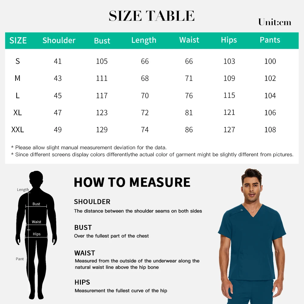 여러 가지 빛깔의 의사 의상 남자 애완 동물 스크럽 의료 수술 작업복 스크럽 세트 유니폼 짧은 소매 탑 + 바지 정장 간호 유니폼