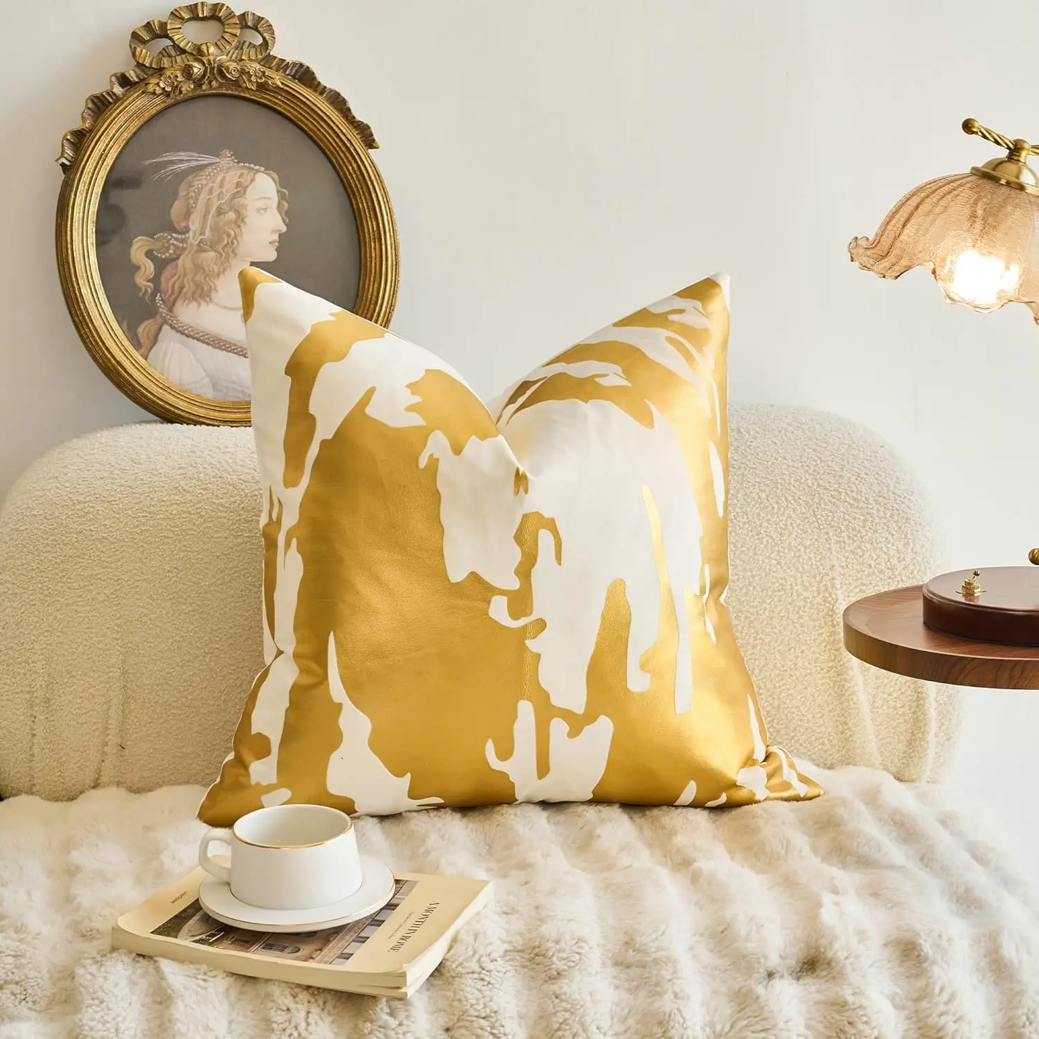 

Gold Foil Printing Throw Pillow Cover 22 X 22 H Decorative Couch Pillow Cover Luxe Thi White Velvet Cushion Covers Case Modern