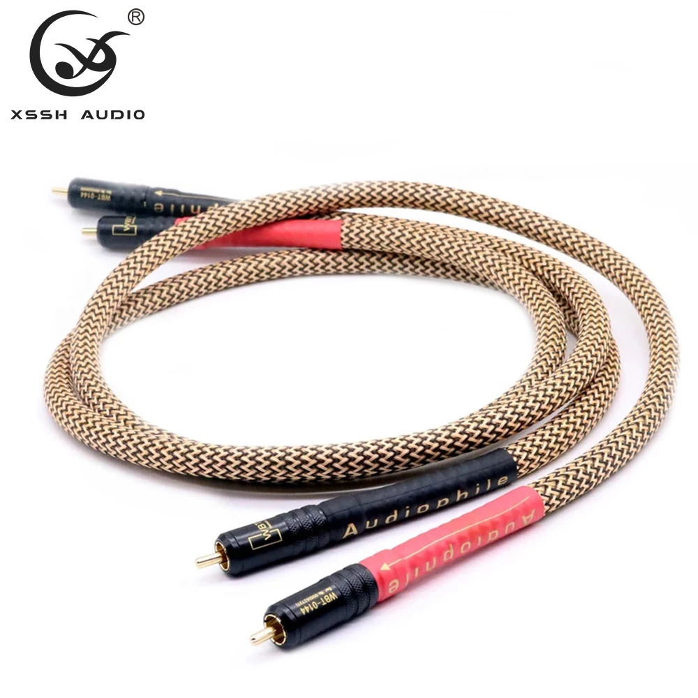 1 Pair YIVO XSSH DIY OEM HIFI Signal Line OCC Silver Plated 2RCA to 2RCA Jack Audio Wire Cord AUX CD Amplifier Connection Cable