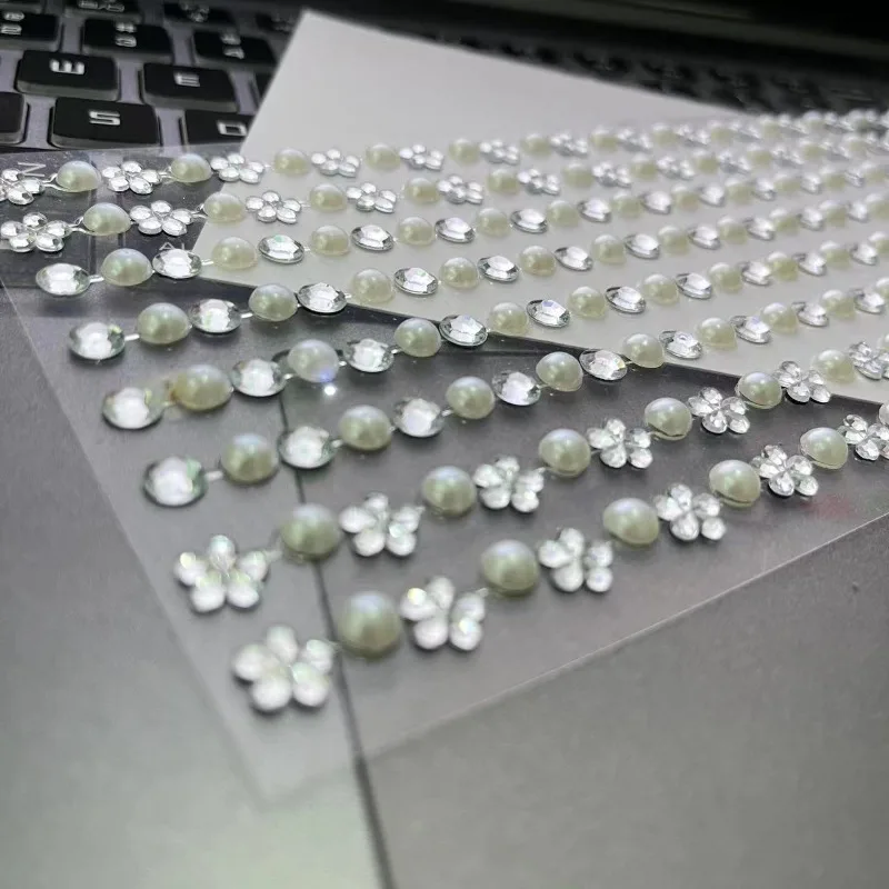 어린이 공주 가짜 아크릴 쥬얼리 스티커 DIY 진주 다이아몬드 데칼 여자아이 드레스업 보상 클래식 장난감 놀이집 스티커