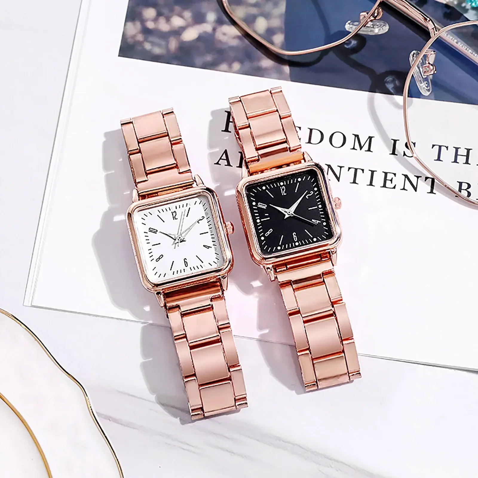 Business Quartz Watch for Women White and Black Simple Fashion Casual Quartz Wristwatches Lady Square Watches Relogio Feminino