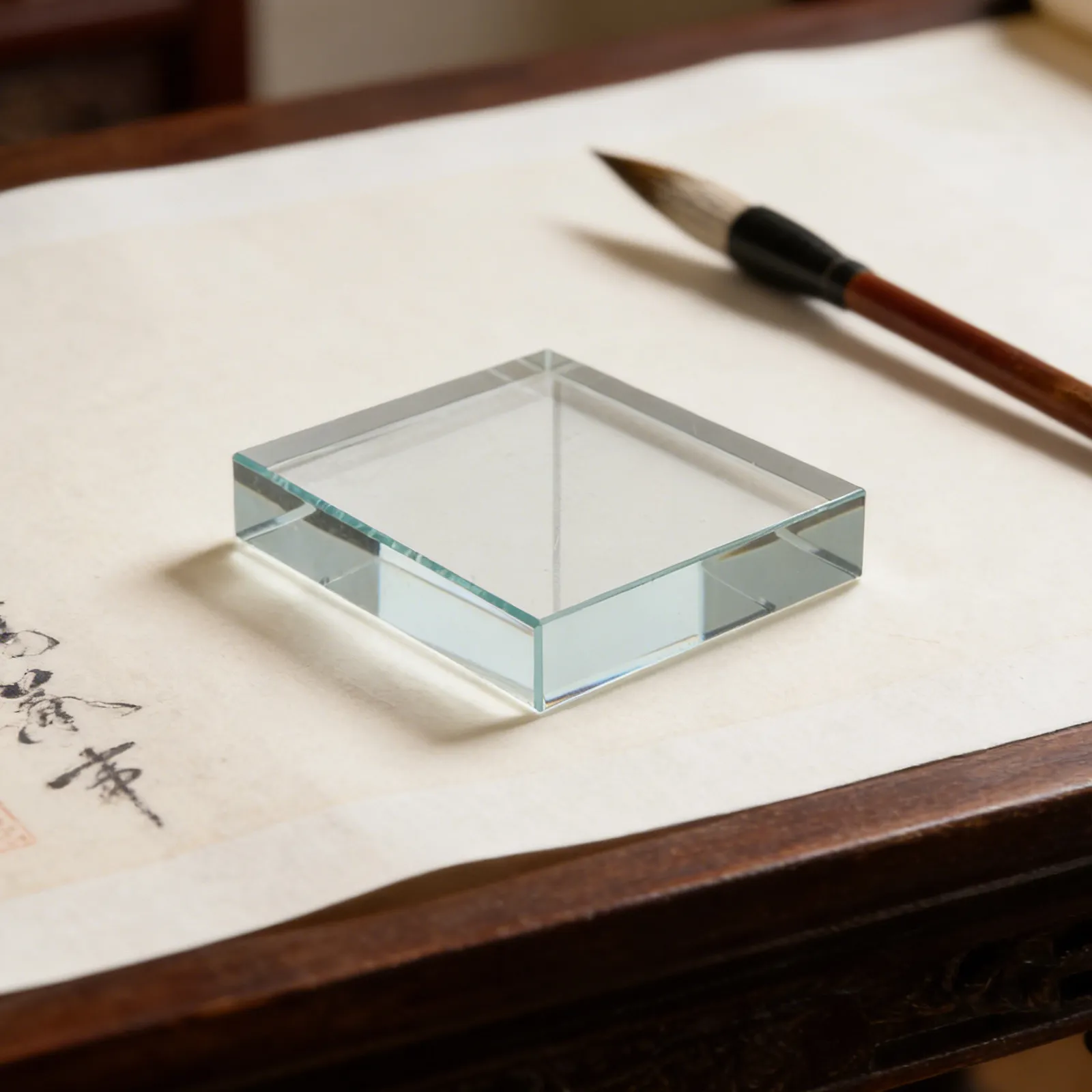 Transparent Rectangle Decorative Glass Paperweight Clear Crystal Block for Calligraphy Practice Sewing Fabric Pattern Weights