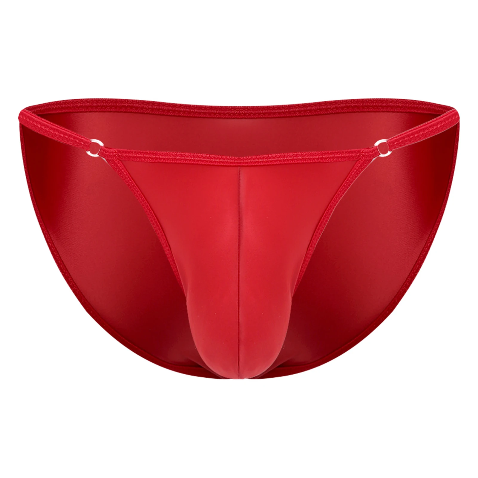 

Fashion Mens Club Pool Swimwear Glossy Silky Low Rise Thong Briefs Bulge Pouch Adjustable Waist Panties Underwear Nightwear
