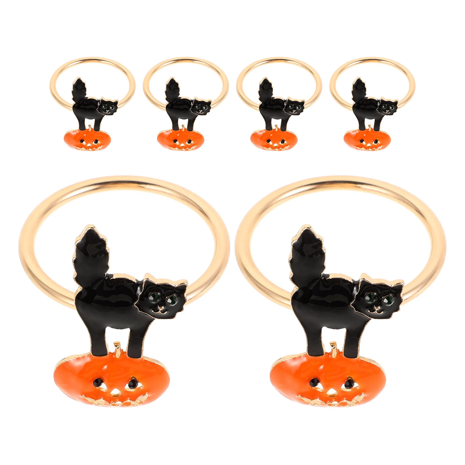 

6pcs Cat Pumpkin Napkin Rings Halloween Party Supplies Reusable Alloy Dinning Halloween Napkin Rings naments Creative Buckles