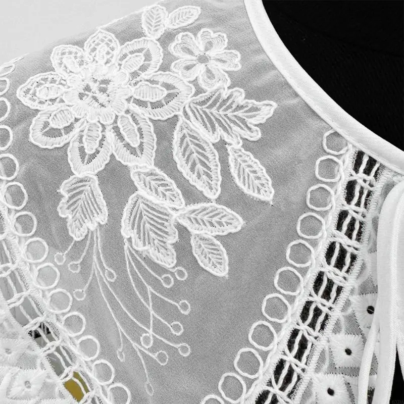 Decorative Collar Embroidered Capelet with Beaded Fringe for Stage Performances 6XDA