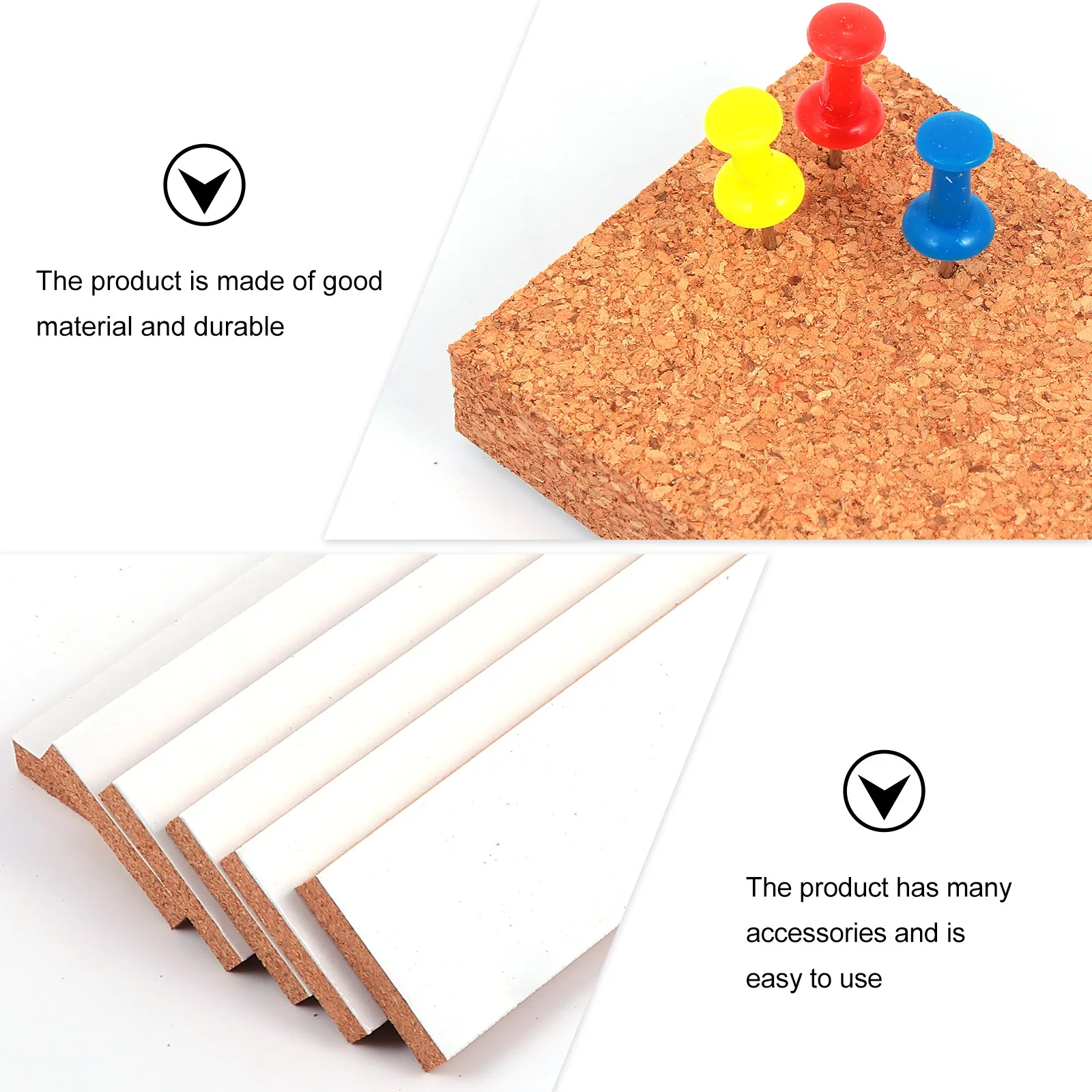 شرائط لوحة مذكرة من الفلين بدون إطار، مادة البلوط، لوحة قائمة جدارية للصور، استخدام ديكور 50 قطعة، متضمنة دبابيس الدفع #1