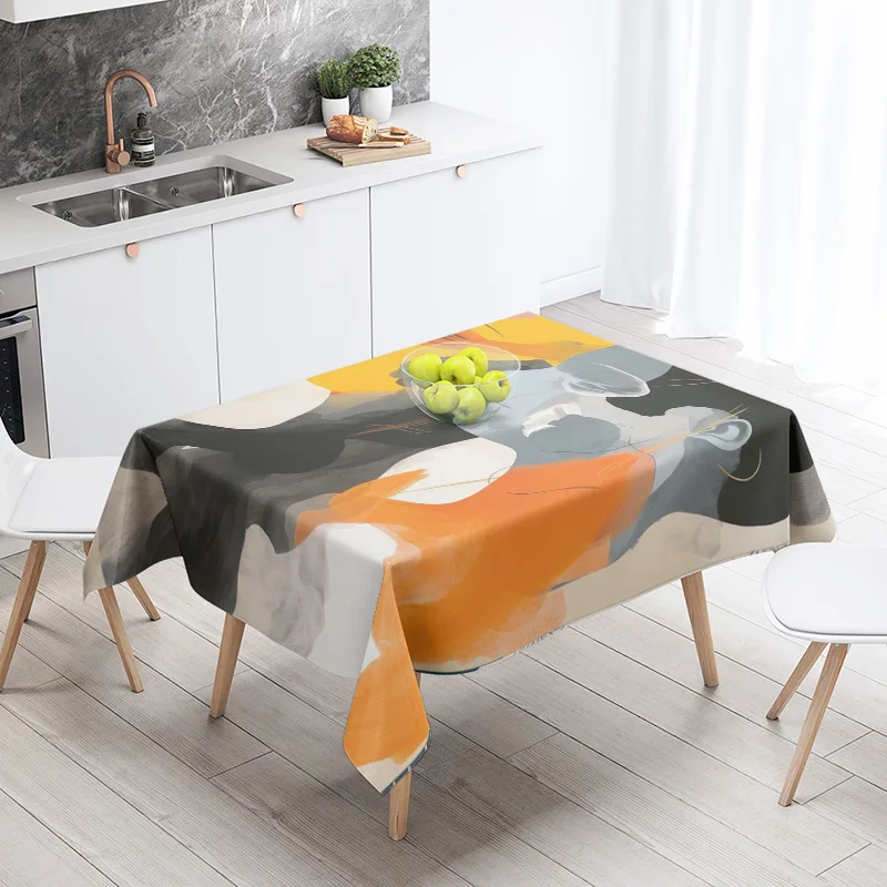 Morandi color ins style tablecloth abstract line art design cafe Scandinavian style decorative rectangular tablecloths