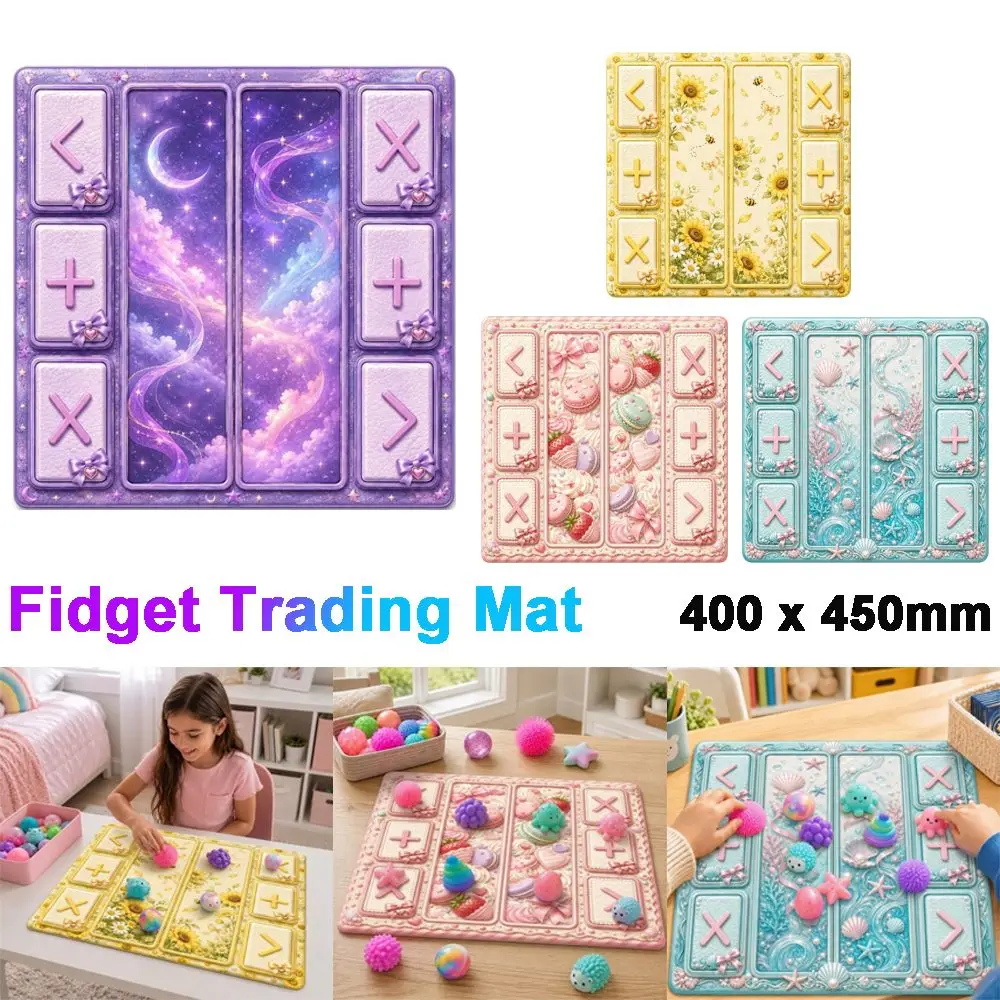 400x450mm Fidget Trading Mat Rubber Backing Soft Smooth Fidget Toy Trade Mat Easy to Roll Waterproof Squishy Swap Board for Kids