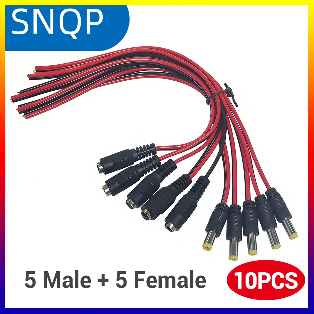 10pcs/Lot Male Female Plug DC 12V Power Pigtail Cable Jack For Cctv Camera Connector Tail Extension DC Wire