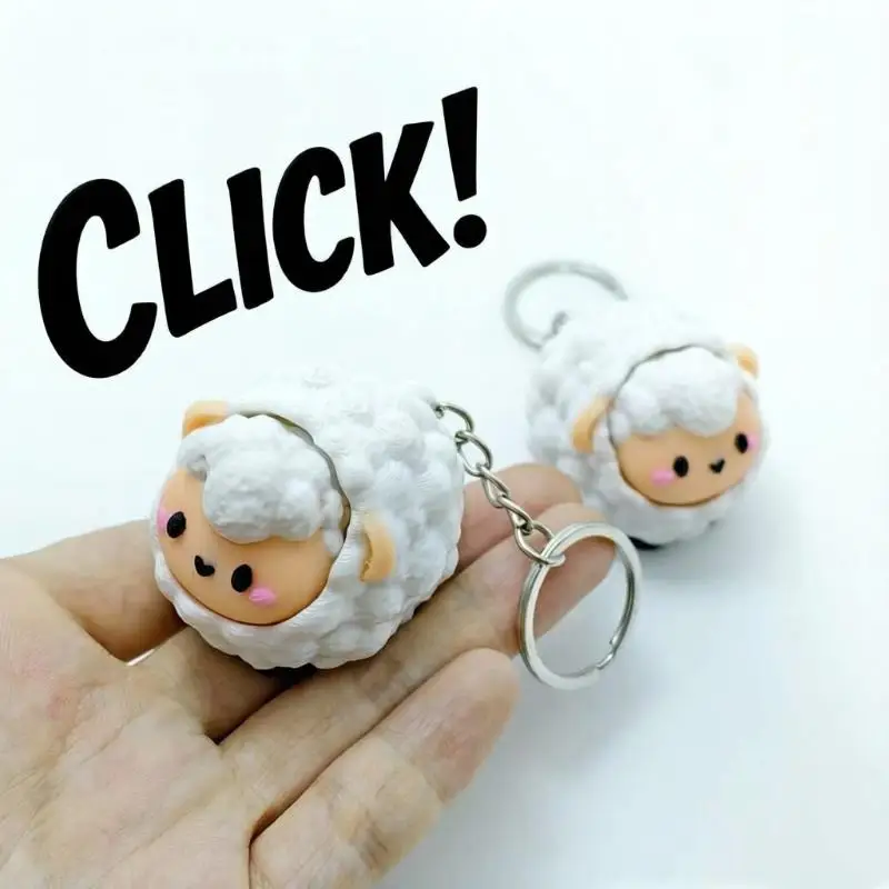 Cute 3D Printed Animal Fidget Clicker Keychain Durable Stress Relief Accessory for Purse Teen Birthday Gift