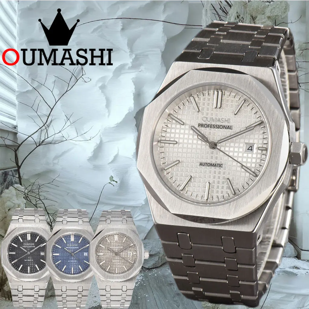 

OUMASHI 42mm Miyota8215 automatic mechanical watch movement stainless steel waterproof 100 meter luxury men's date luminouswatch