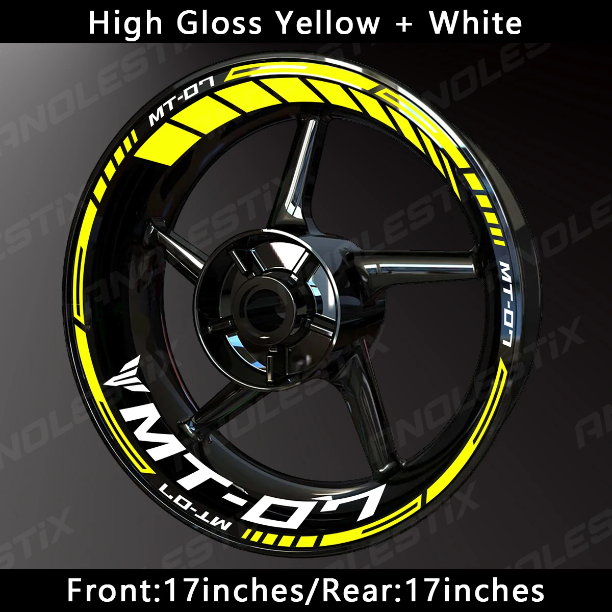 AnoleStix Reflective Motorcycle Wheel Sticker Hub Decal Rim Stripe Tape For YAMAHA MT-07 MT07