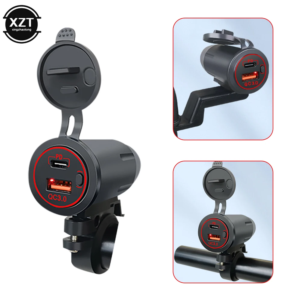 

Type C/QC 3.0 USB Car Charger with Switch Socket Power Outlet Adapter Waterproof for 12V 24V Car Truck Motorcycle with Switch