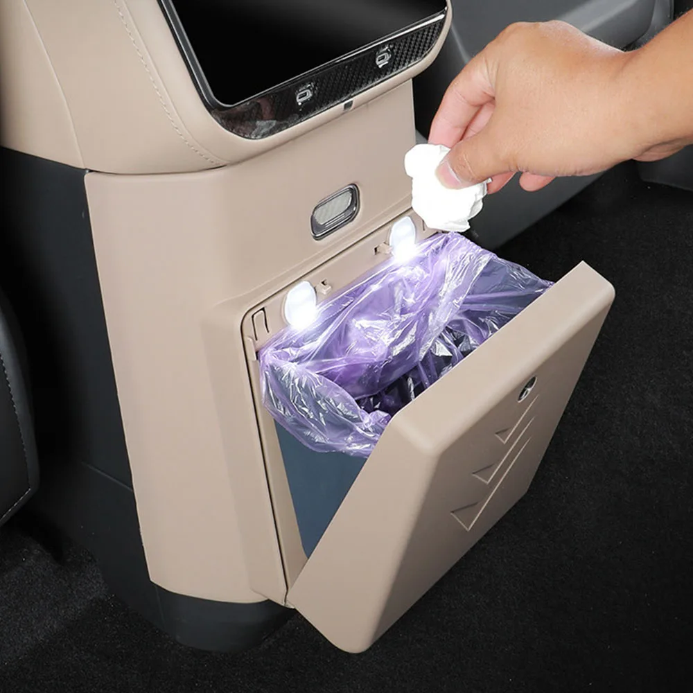 For ZEEKR 8X 2026 Refrigerator Anti Kick Trash Can With Night Light Car Modification Supplies  ABS Material Scratch-resistant