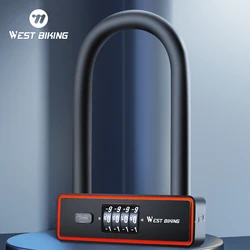 WEST BIKING Combination Bike U Lock Anti-Theft Heavy Duty Padlock For Motorcycle E-Bike Door With Retrievable Password Keys