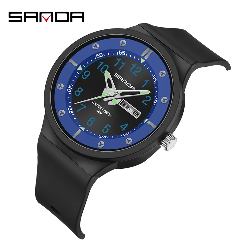 

Fashion Sanda Top Brand Youth Fluorescent New 2023 Top Men's Trend Outdoor Spots Gift Waterproof 9012 Calendar Quartz Watch