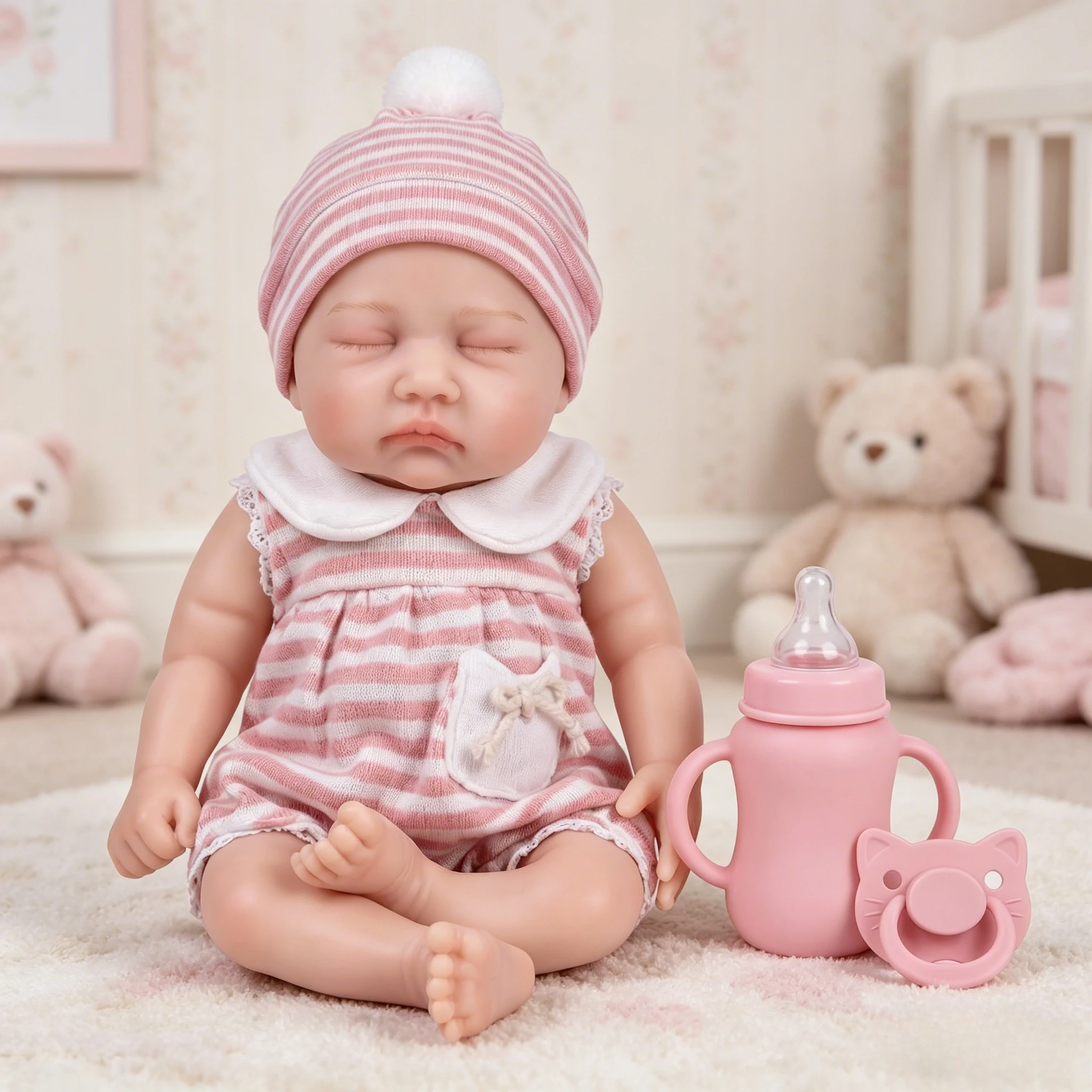 

NPK 13inch Reborn Baby Soft Platinum Solid Silicone Doll 3D Painted Version Elastic Strechable Collectible Dolls Gift