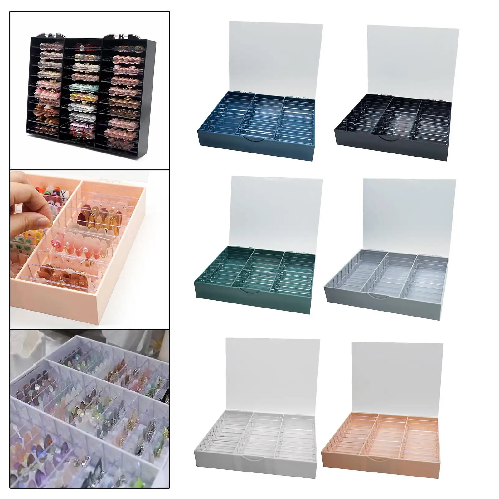 

Nail Art Storage Box Nail Art Container 30 Cells with Transparent Lid for Nail Salon