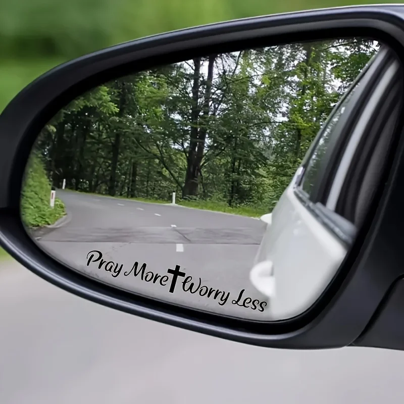 Pray More Worry Less Sticker 1PC Inspirational Vinyl Decal Car Mirror Waterproof Women Motivation Decor