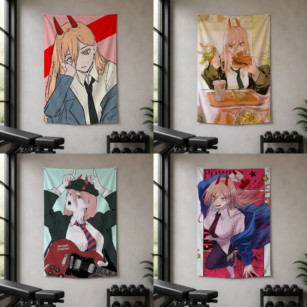 Chainsaw Man P-Power  Decorative Art Flag Banner for Picnic Camping Party and Home Decor