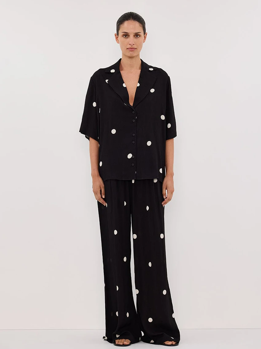 Marthaqiqi Summer Female Nightgowns 2 Piece Suit Turn-Down Collar Sleepwear Half Sleeve Nightwear Pants Casual Women Pajamas Set