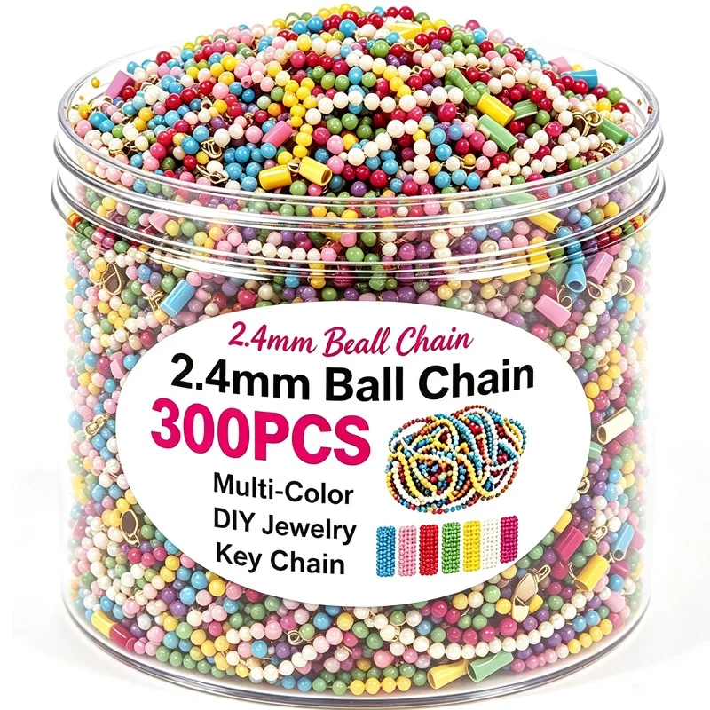 Multi-Color Keychain Bead Chain DIY Handmade 2.4mm Metal Practical DIY Jewelry Accessory Opening Feature Creative Pendant Ring