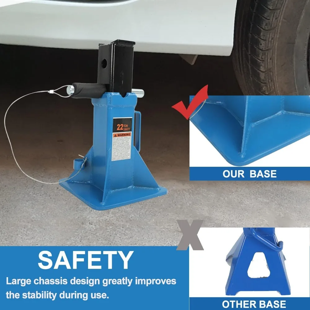 Сверхмощные 22-тонные автомобильные подставки с булавочным разъемом — пара, профессиональная поддержка автомобиля с широким защитным механизмом и запирающим механизмом